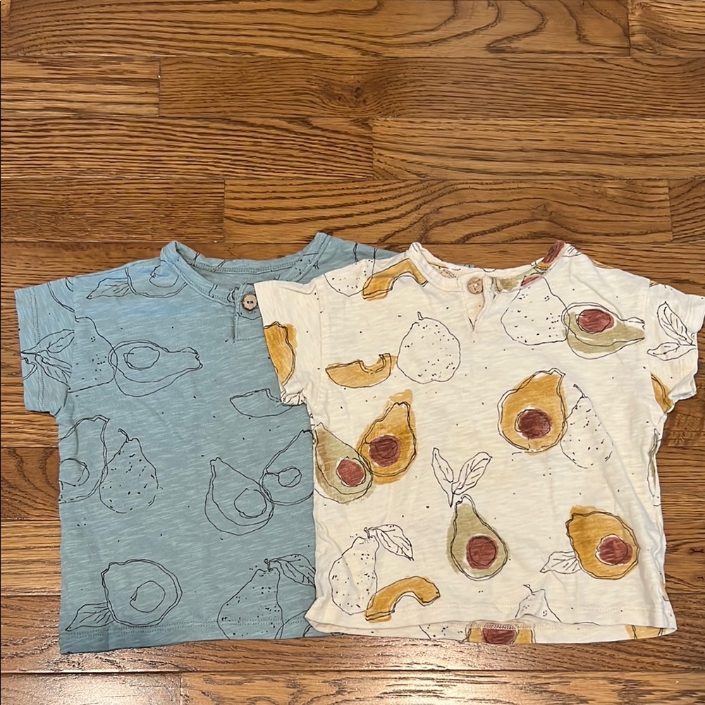 Avocado Print Baby Tees - Blue and Cream